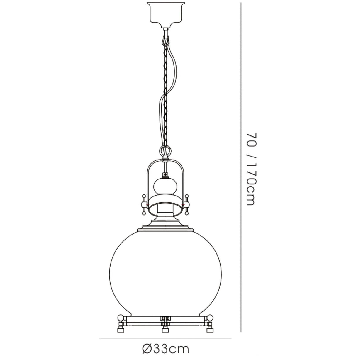 Riley 33cm Medium Ball 1 Light Pendant Light - Antique Brass & Cognac