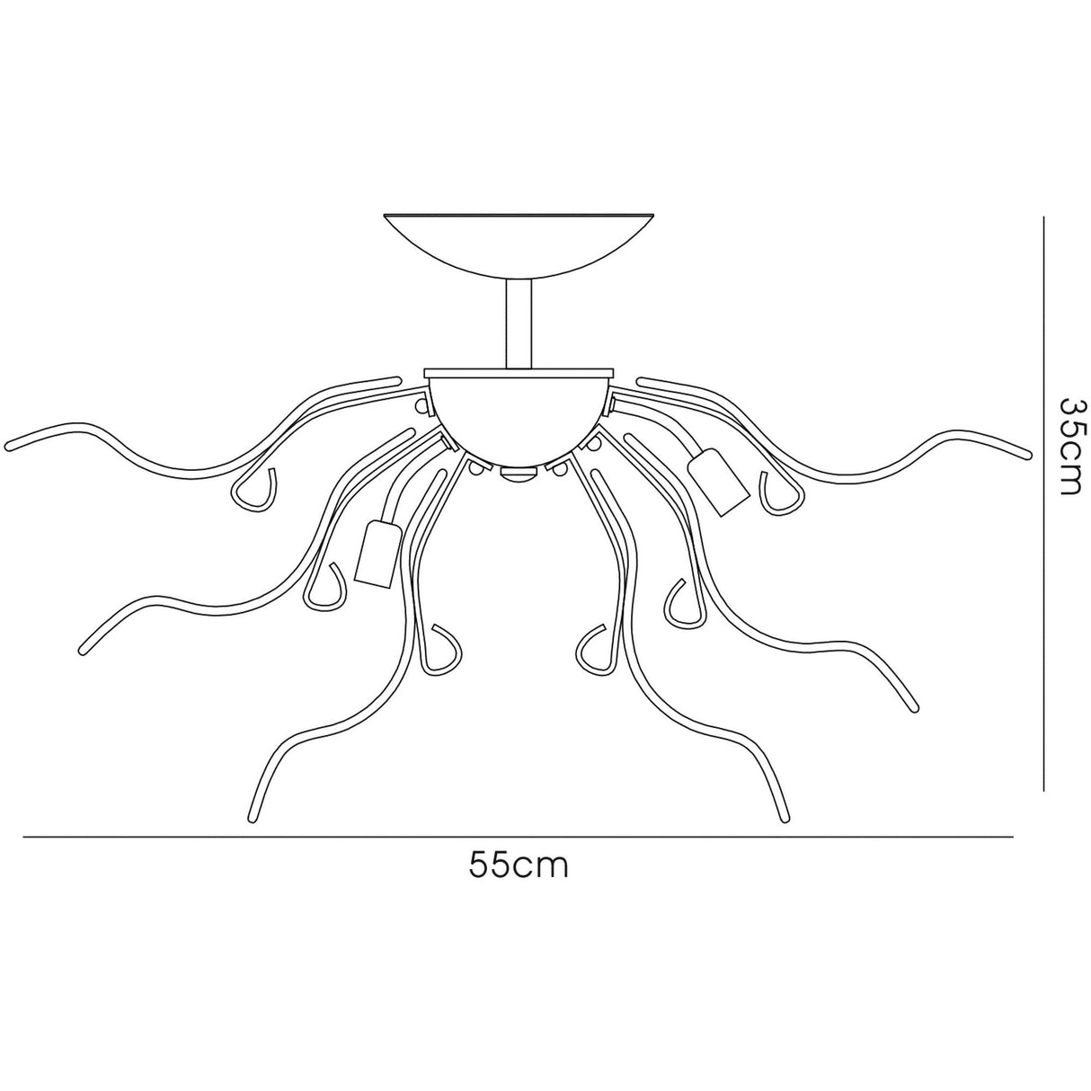 Lily 6 Light Glass Semi-Flush Ceiling Light - Polished Chrome