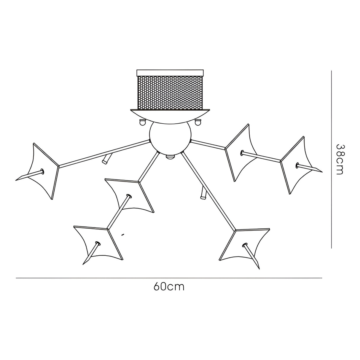 Meridan 6 Light Smoked Glass Semi-Flush Ceiling Light - Polished Chrome