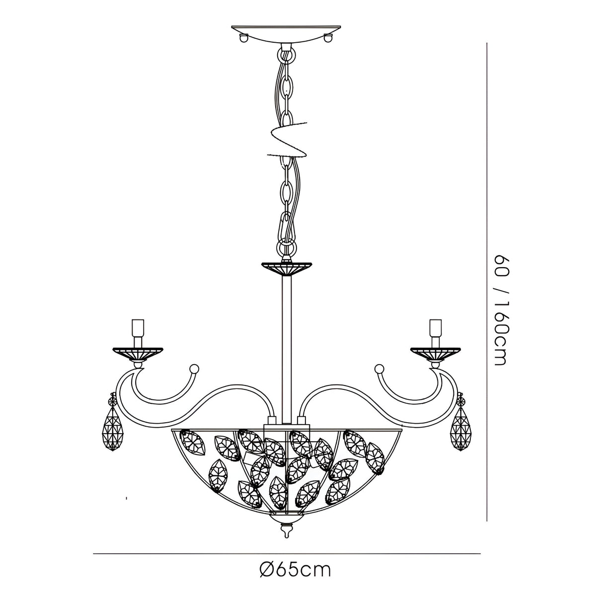 Galilea 65cm 9 Light Crystal Chandelier - Polished Chrome