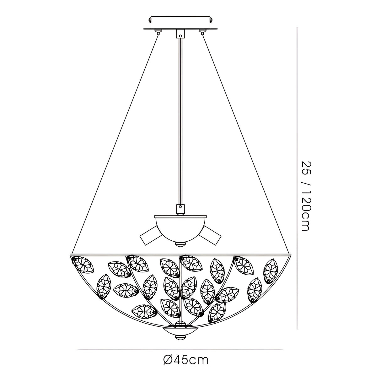 Galilea 45cm 6 Light Crystal Suspension Light - Polished Chrome