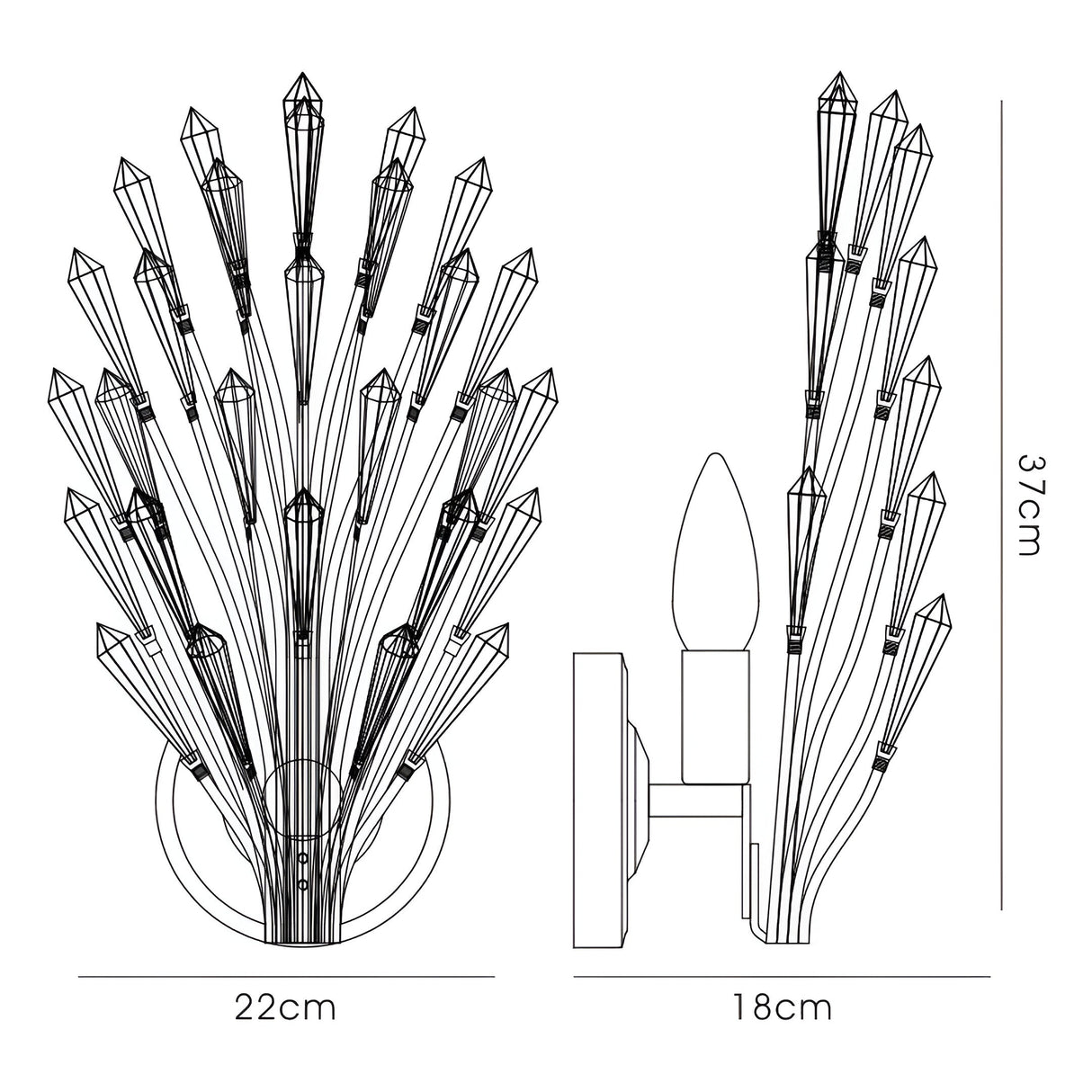 Fay 1 Light Crystal Wall Light - Aged Gold & Silver