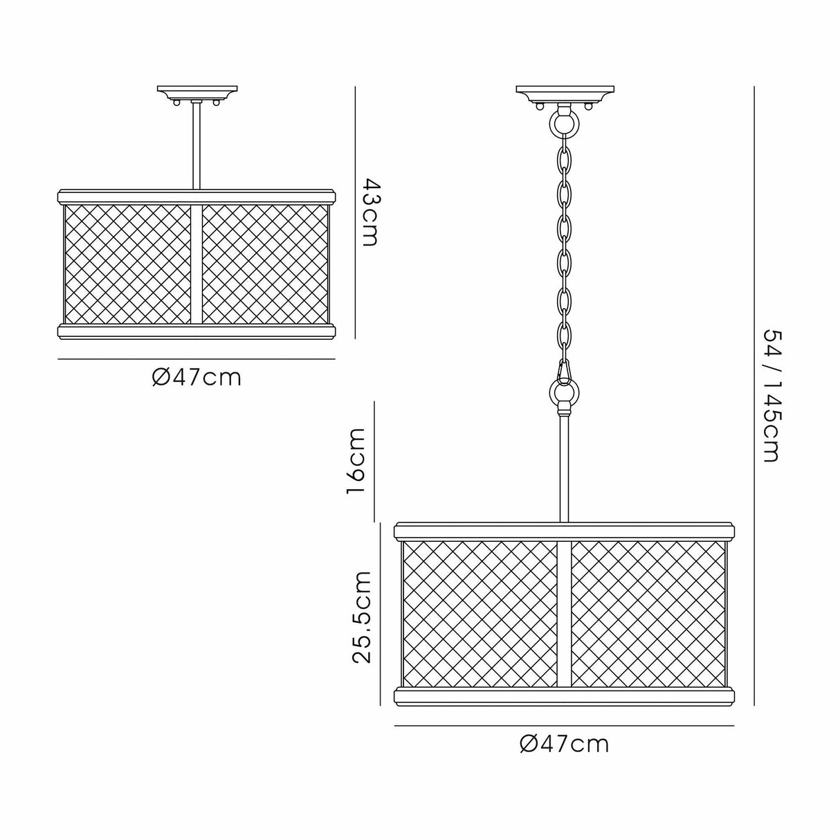 Asia 47cm 4 Light Lantern Chandelier - Oiled Bronze