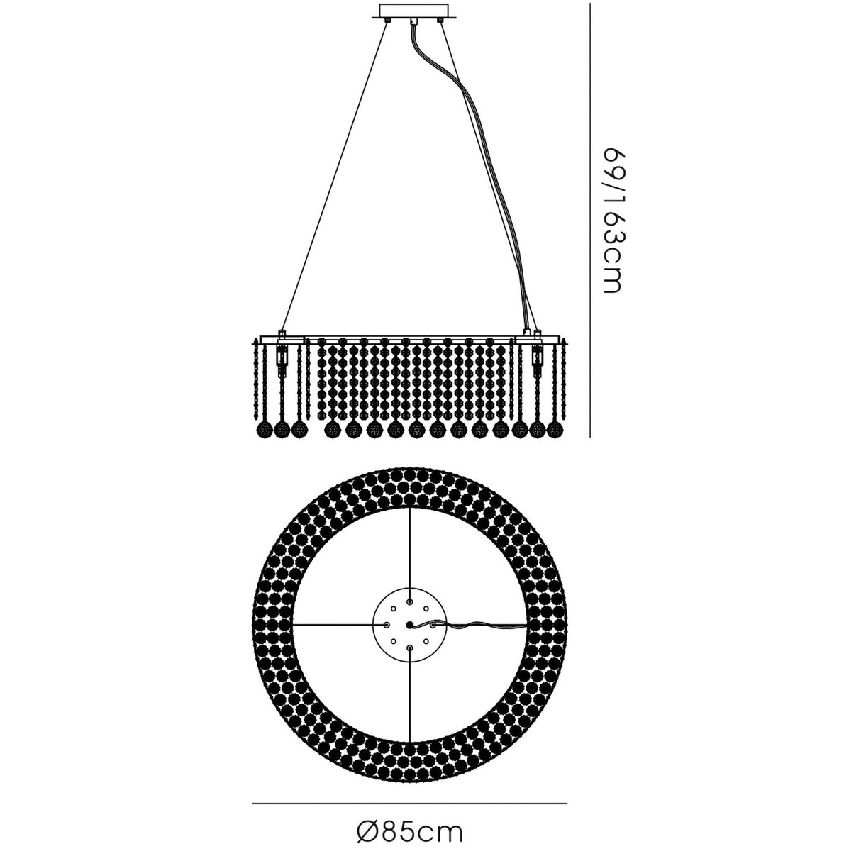 Empire 85cm Round 12 Light Crystal Chandelier - Polished Chrome
