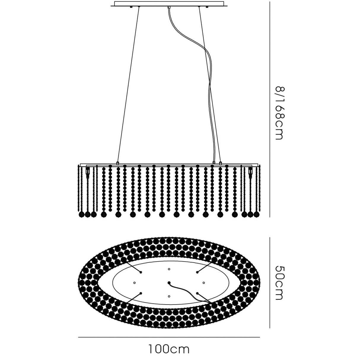 Empire 100cm Oval 10 Light Crystal Chandelier - Polished Chrome