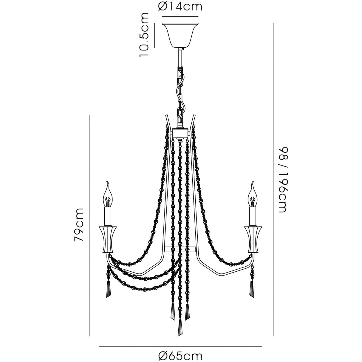 Armand 65cm 6 Light Crystal Chandelier - Polished Chrome