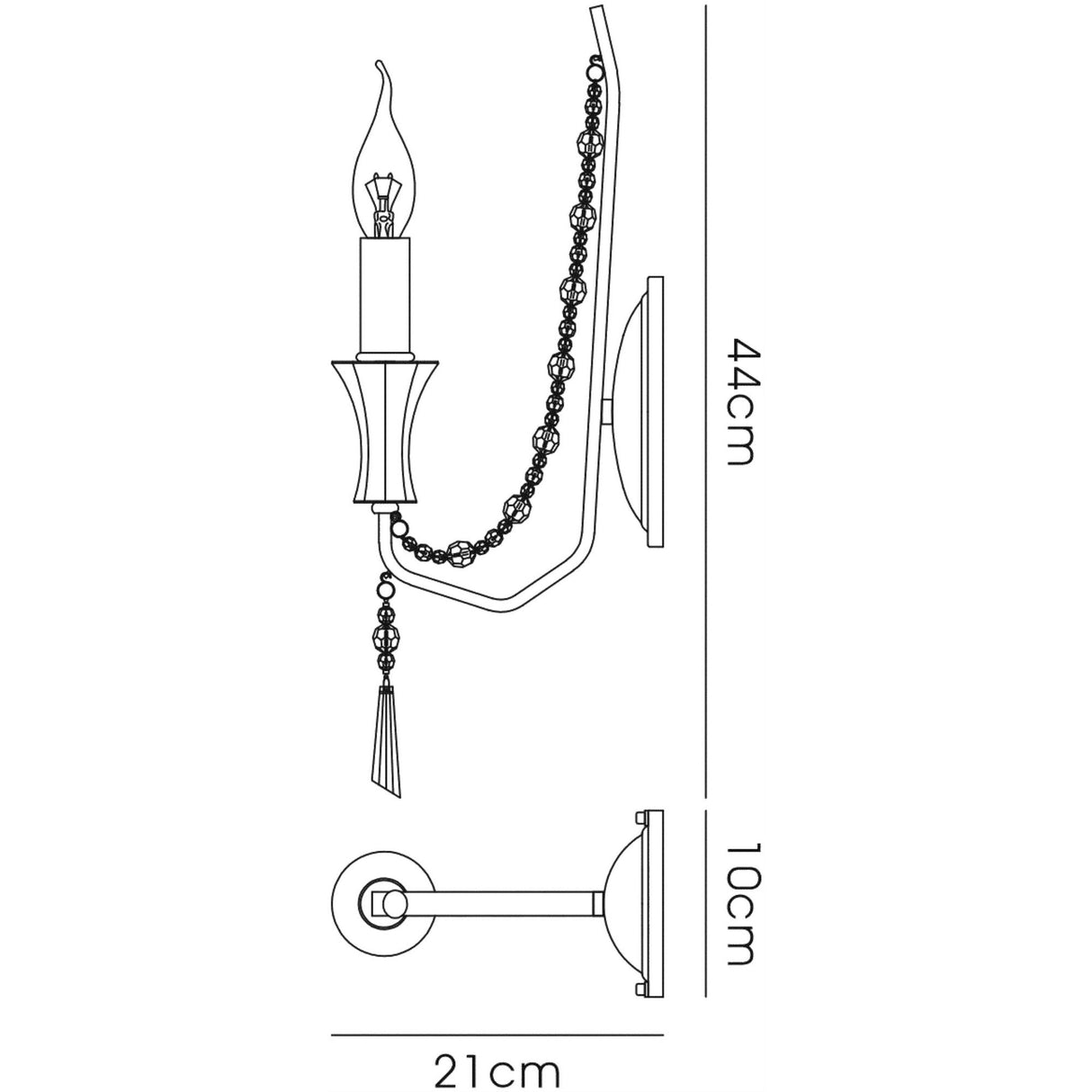 Armand 1 Light Crystal Wall Light - French Gold