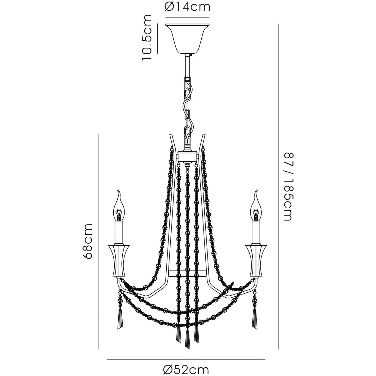 Armand 52cm 3 Light Crystal Chandelier - French Gold
