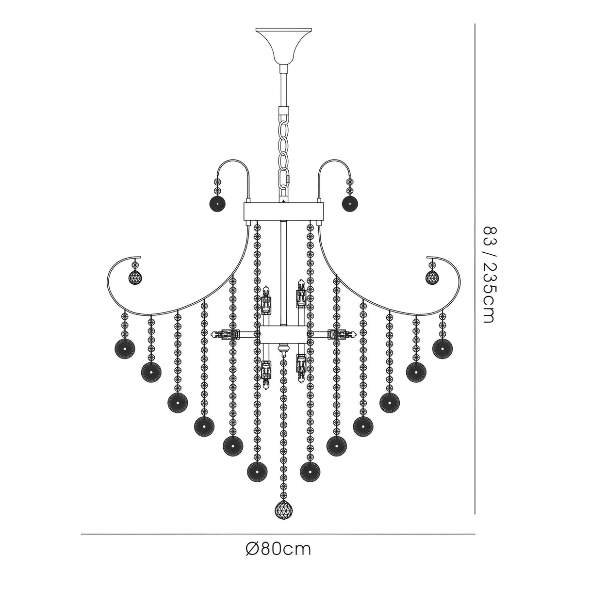 Rosina 83cm 8 Light Crystal Chandelier - French Gold