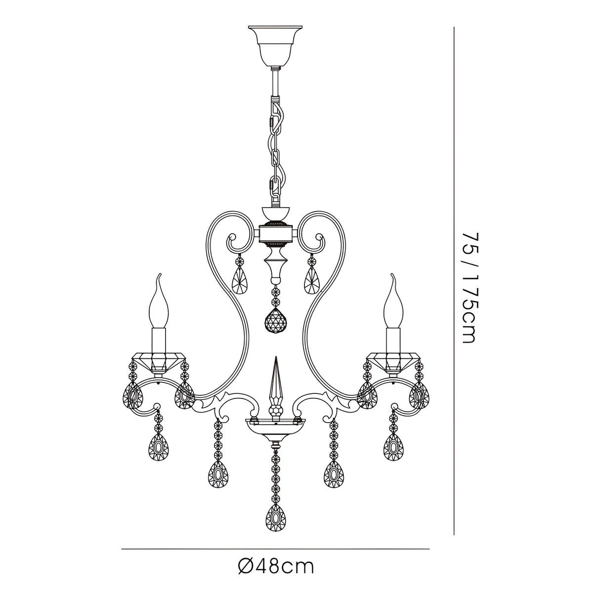 Vela 54cm 3 Light Crystal Chandelier - French Gold