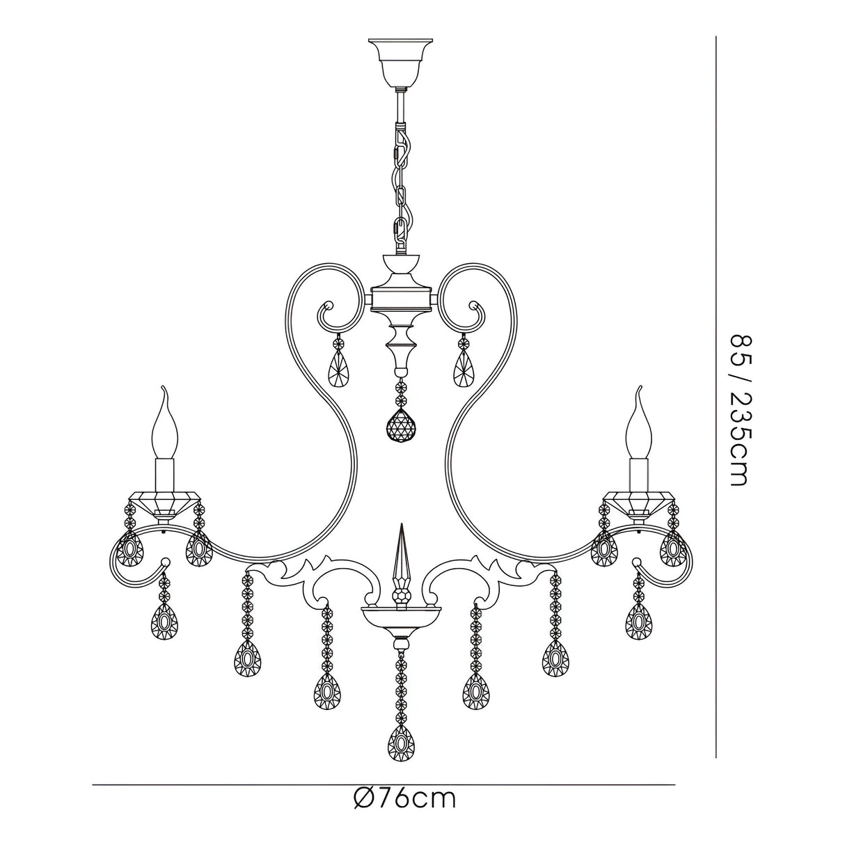 Vela 76cm 8 Light Crystal Chandelier - French Gold