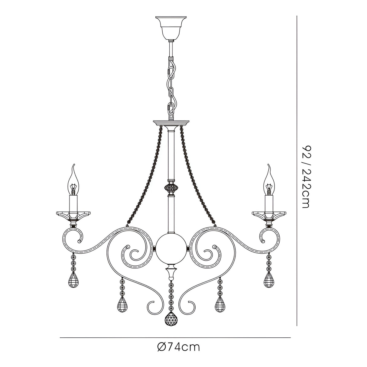 Libra 74cm 8 Light Crystal Chandelier - Antique Brass