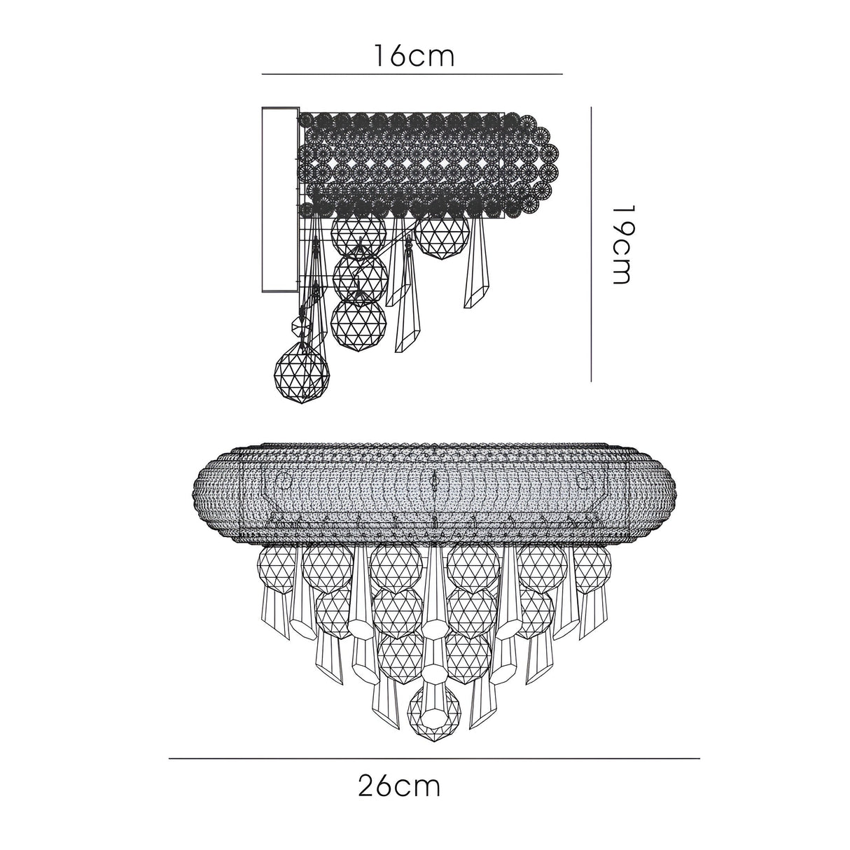 Alexandra Small 2 Light Crystal Wall Light - Gold