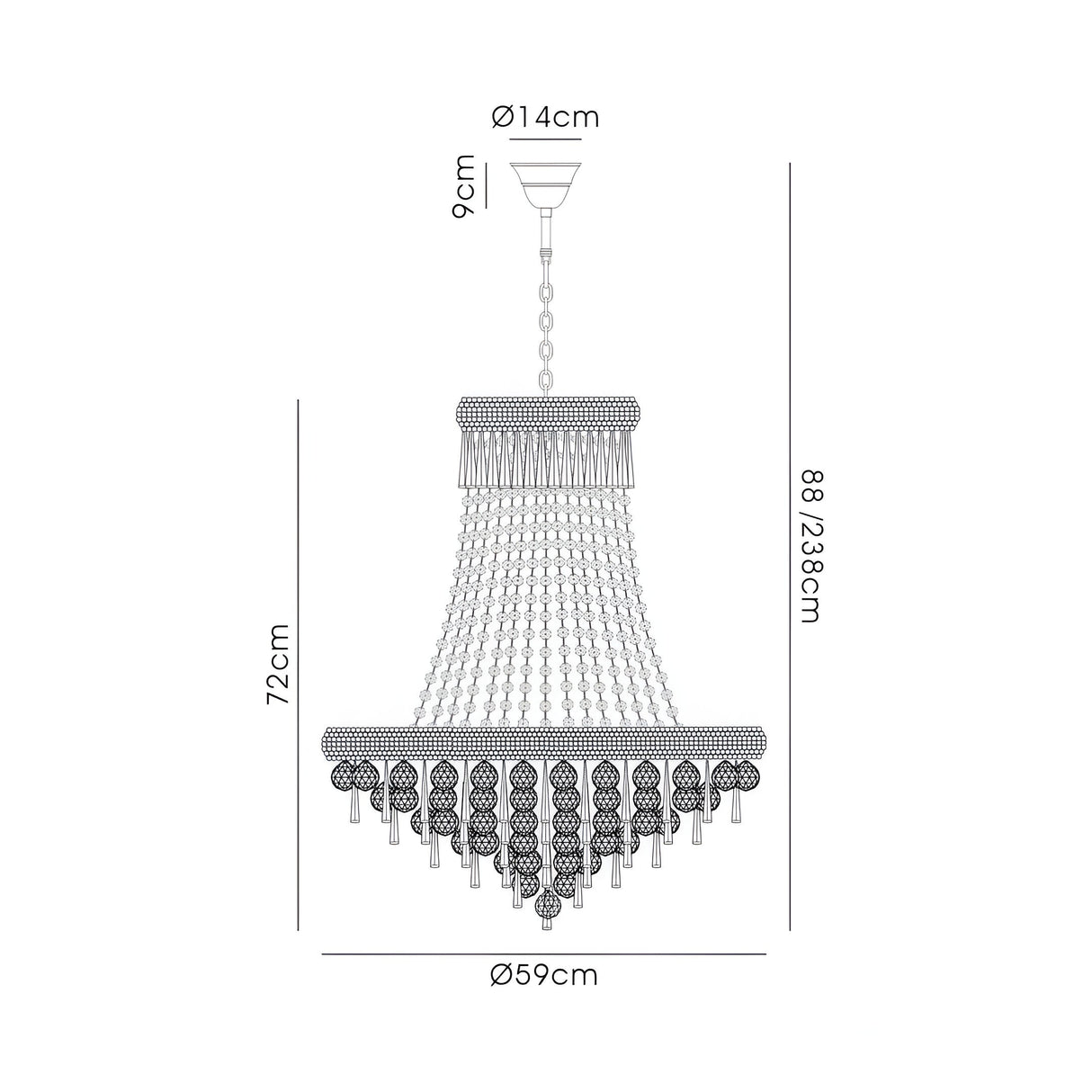 Alexandra 59cm 13 Light Crystal Chandelier - Gold