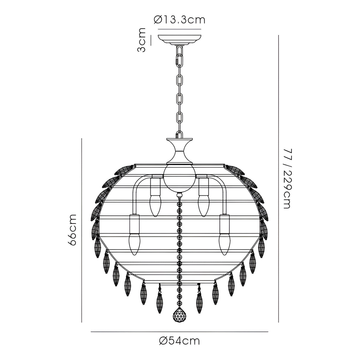 Coniston 54cm 9 Light Crystal Chandelier - Polished Chrome