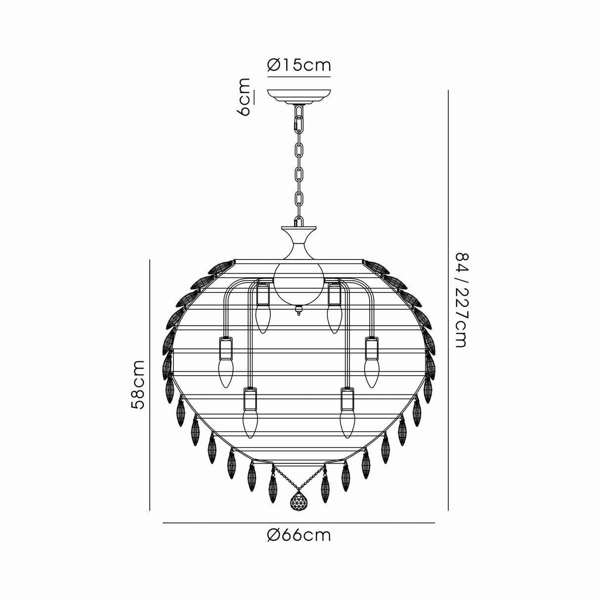Coniston 12 Light Crystal Pendant Light – Antique Brass