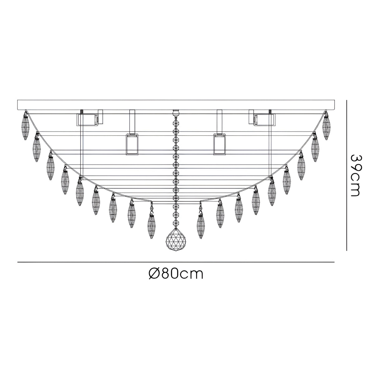Coniston 3 Light Crystal Flush Ceiling Light - French Gold