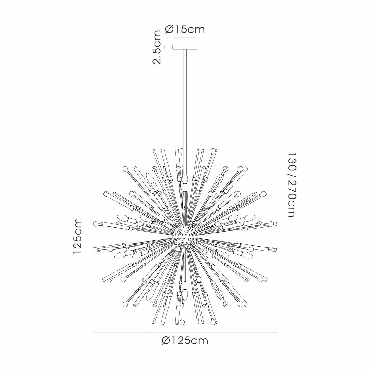 Noon 20 Light Glass Pendant Light – Polished Nickel