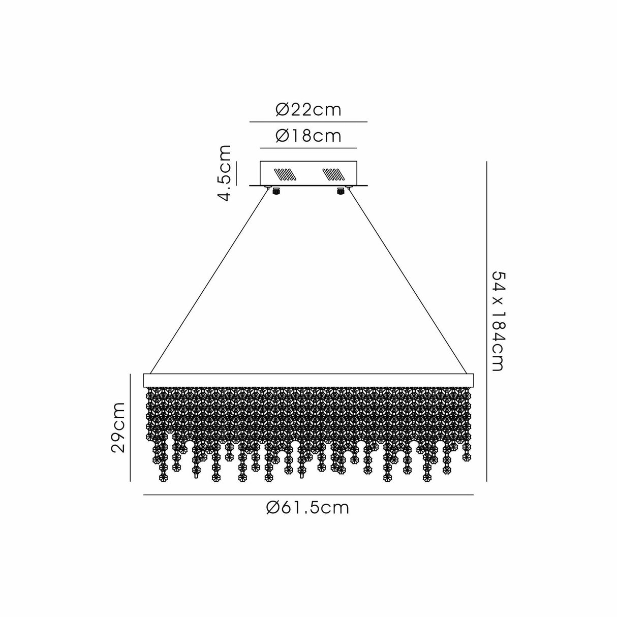 Bano 61.5cm Round Dimmable LED Crystal Chandelier - Chrome