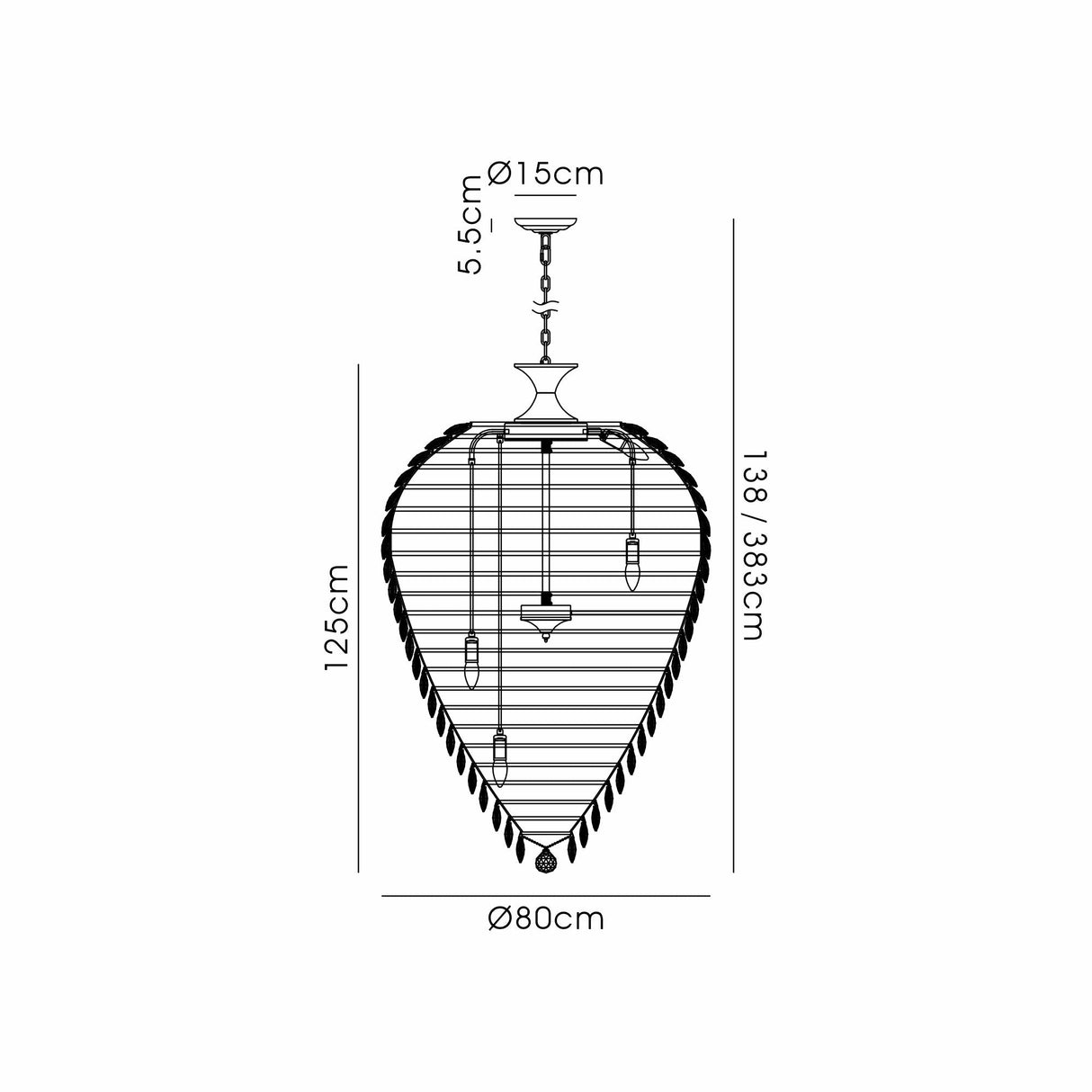 Coniston 80cm Acorn 25 Light Crystal Chandelier - French Gold