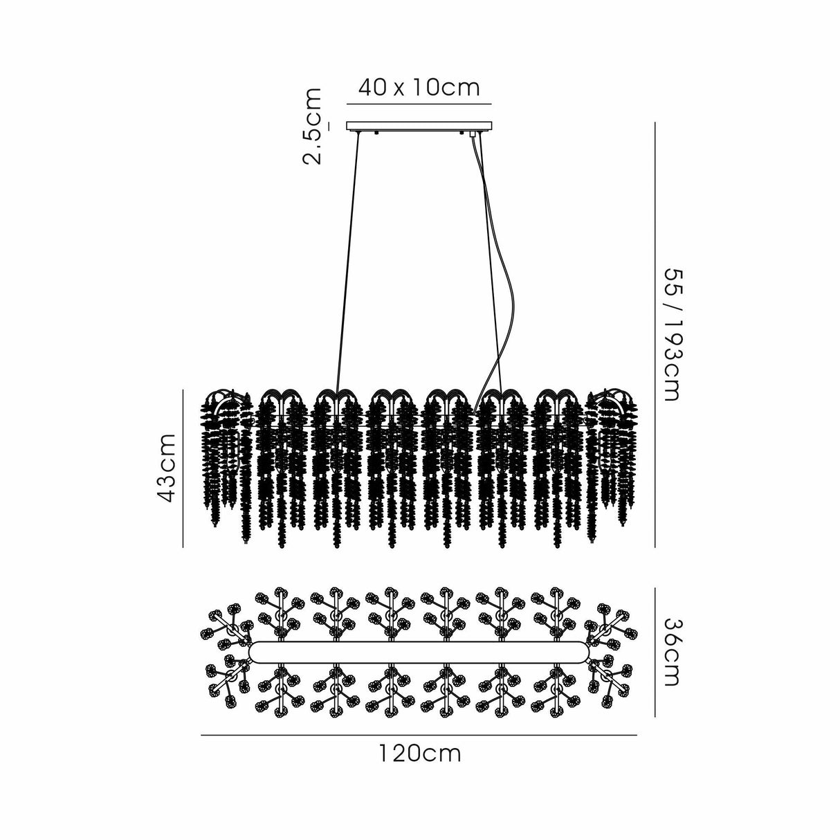 Wisteria 16 Light Crystal Linear Suspension Light - Polished Nickel