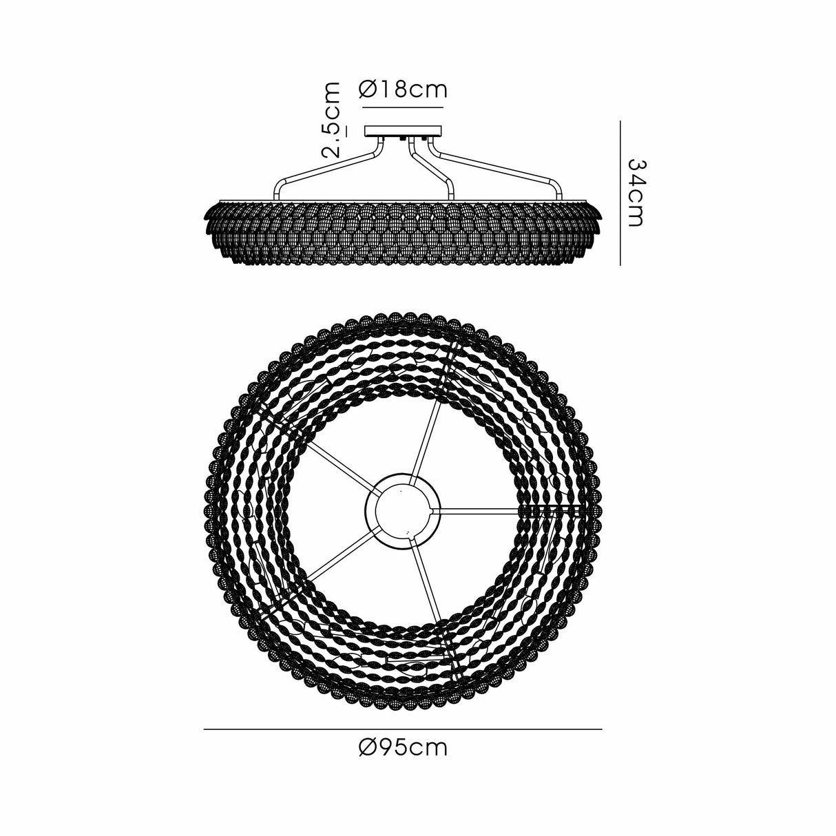 Coniston 4 Light Ring Crystal Semi-Flush Ceiling Light - Polished Chrome