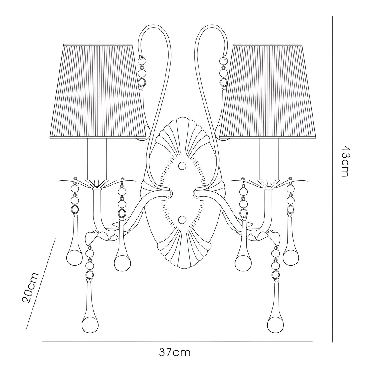 Flur 2 Light Wall Light - White & French Gold
