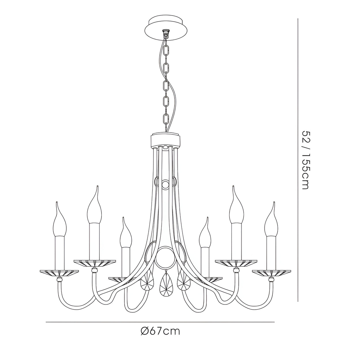 Danya 67cm Round 6 Light Crystal Chandelier - Polished Chrome