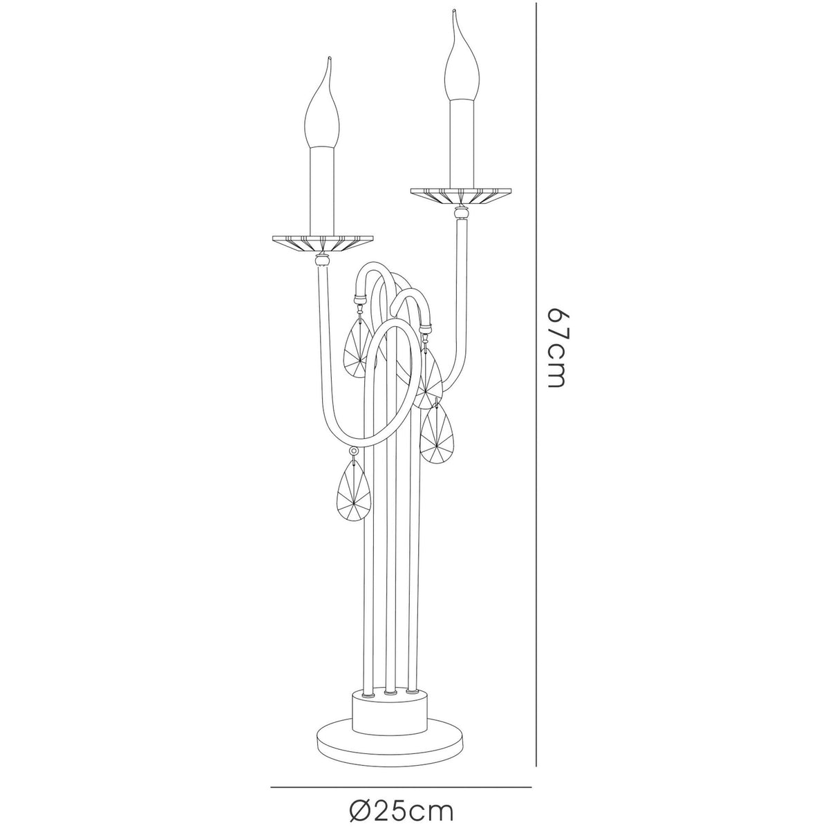 Danya 2 Light Crystal Table Lamp - Polished Chrome