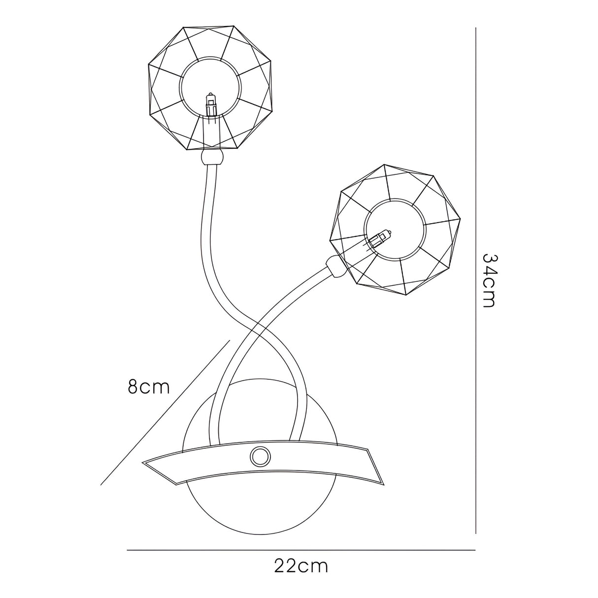 Izona 2 Light Wall Light - Polished Chrome