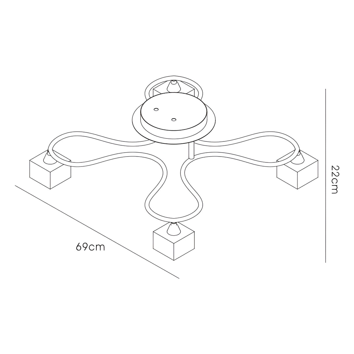 Sisco 4 Light Semi-Flush Ceiling Light – Polished Chrome