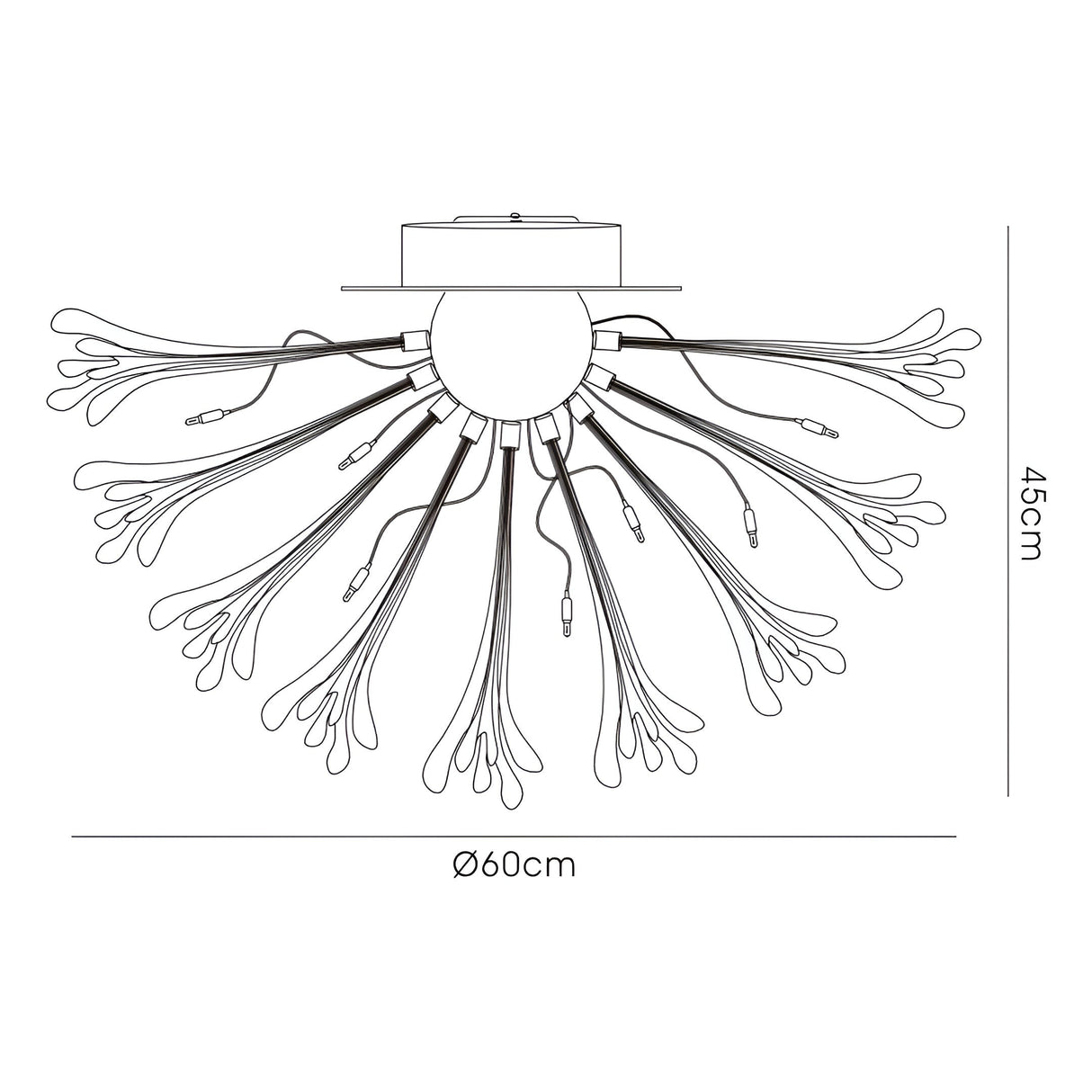 Love Small 9 Light Glass Semi-Flush Ceiling Light - White