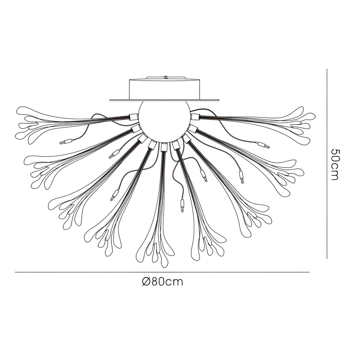 Love Large 9 Light Glass Semi-Flush Ceiling Light - White