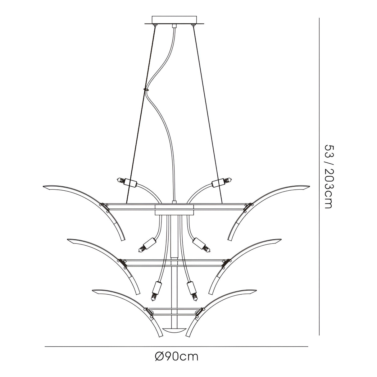 Sinclair 90cm 12 Light Chandelier - Polished Chrome