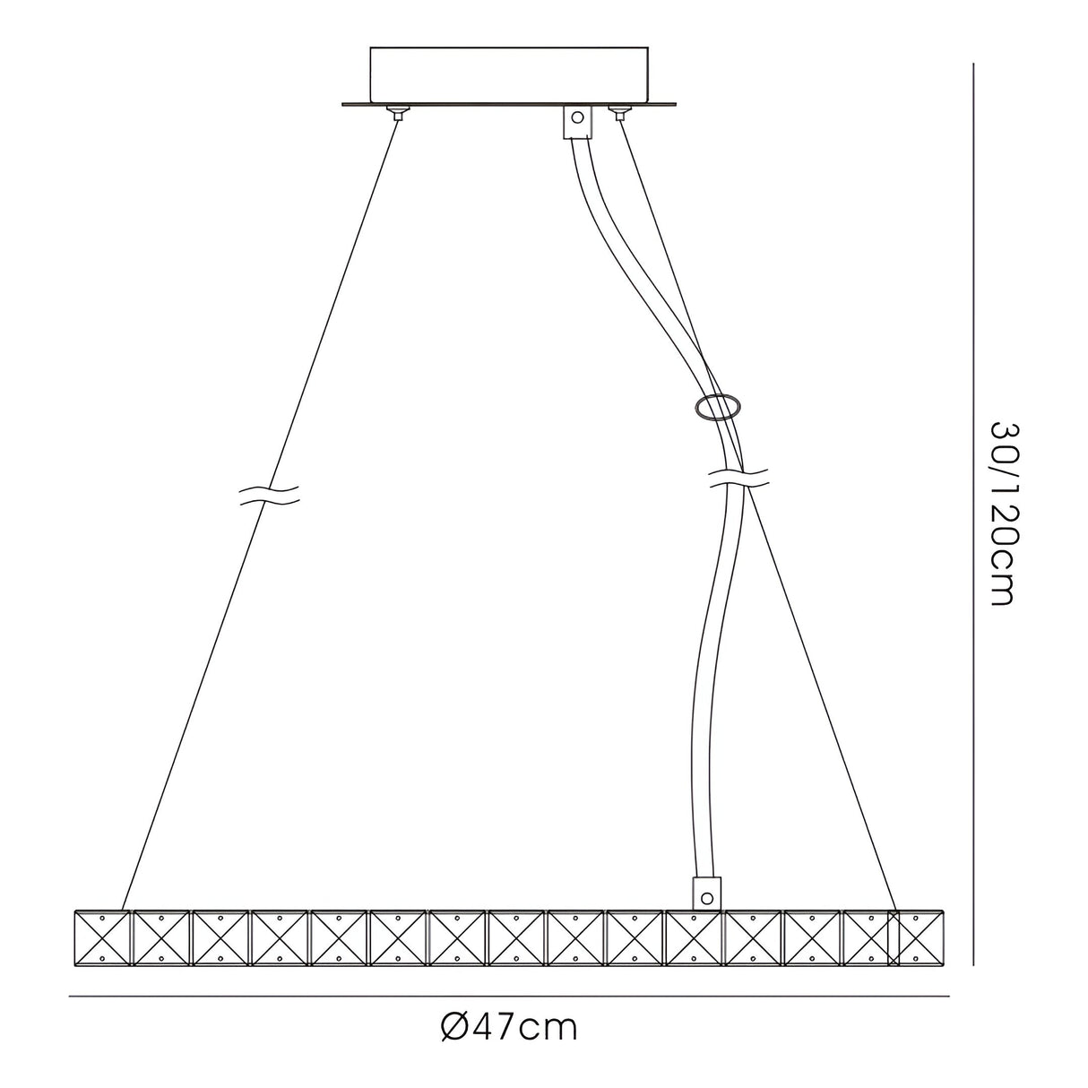 Galaxy Round LED Crystal Suspension Light 27W 6000K - Chrome