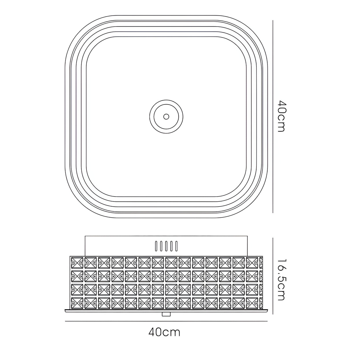 Hawthorne Square LED Crystal Flush Ceiling Light 4000K 30W - Polished Chrome