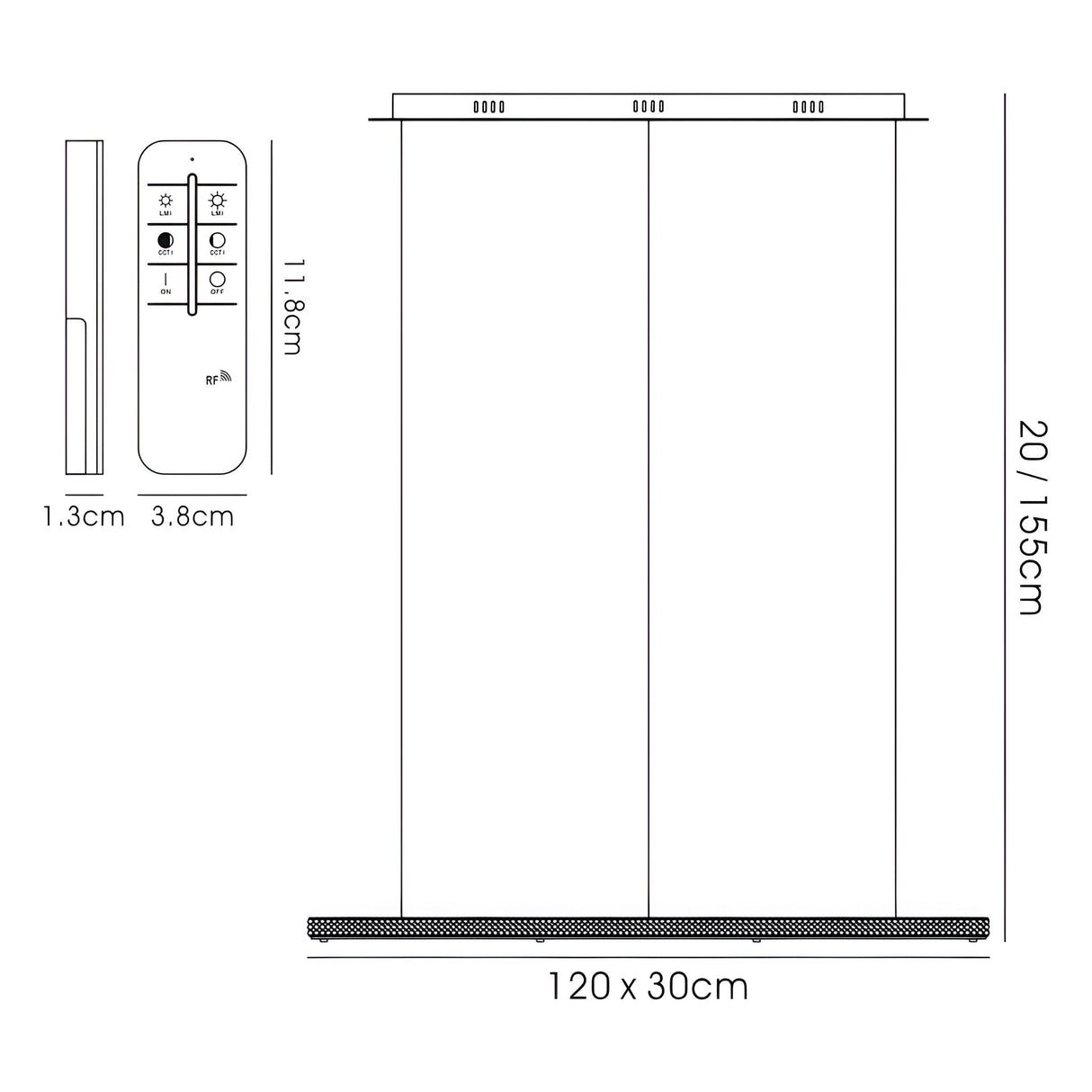 Amelia LED Crystal Linear Suspension Light With Remote - Chrome