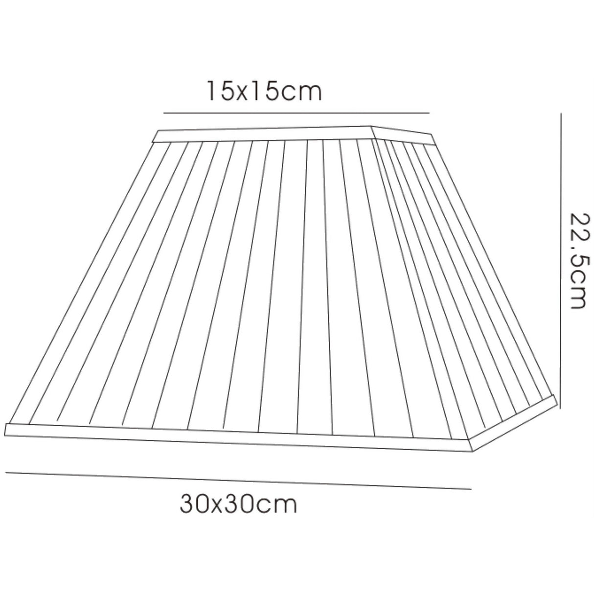 Leela Square Pleated Lampshade - Black, 15/30cm x 22.5cm