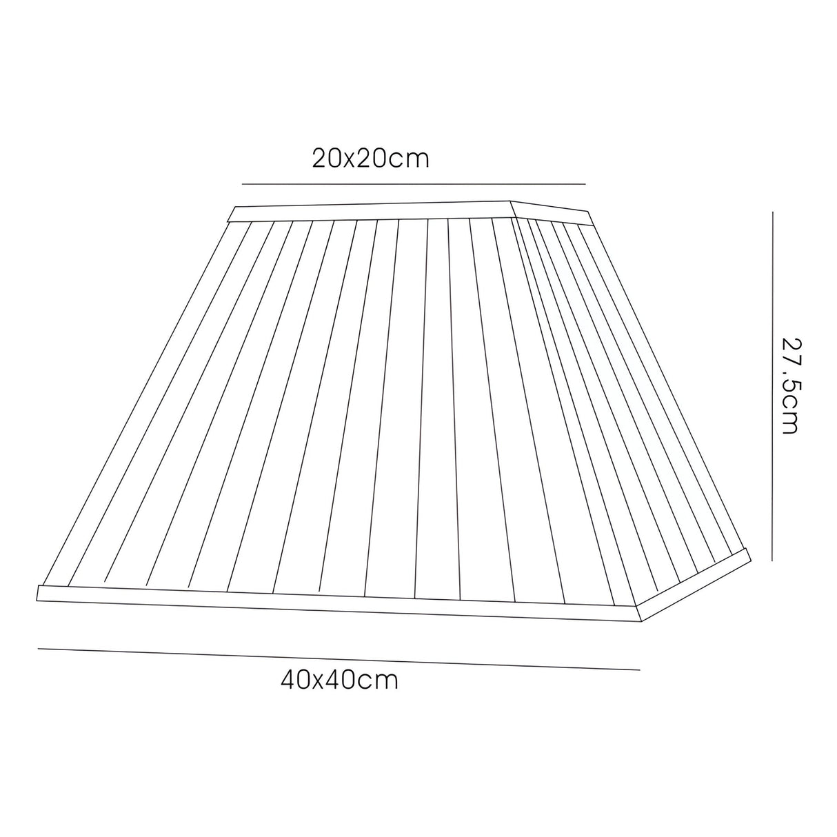 Leela Square Pleated Lampshade - Black, 20/40cm x 27.5cm