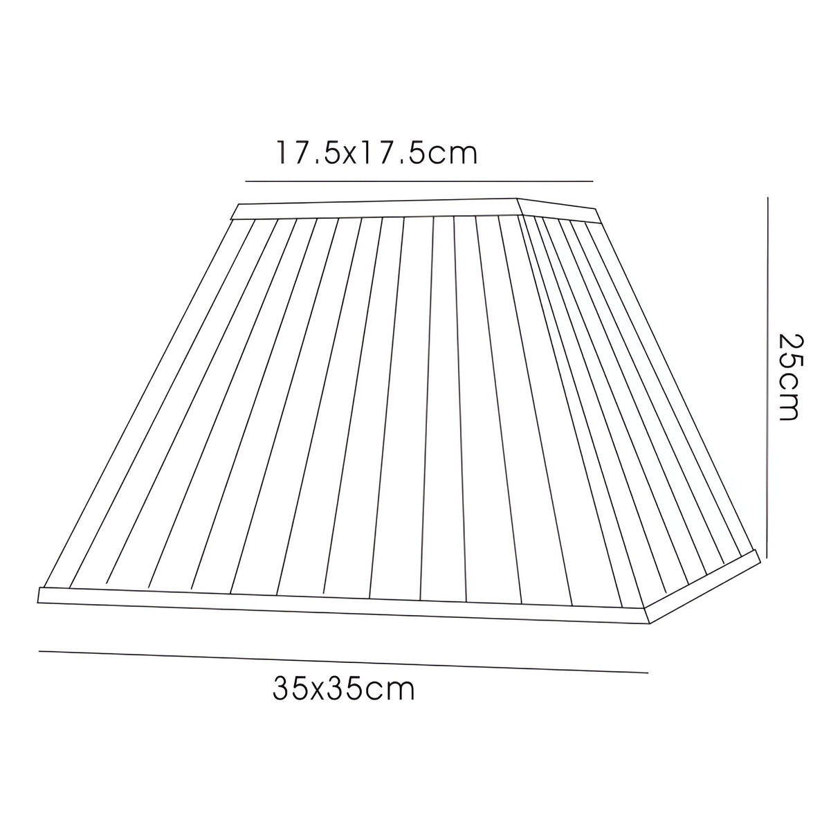 Leela Square Pleated Lampshade - White, 17.5/35cm x 25cm