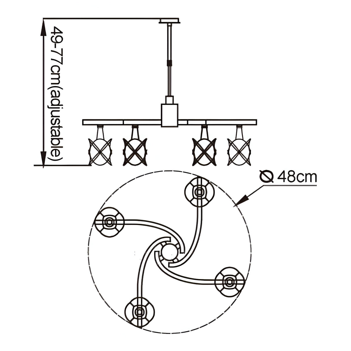 Rosa 48cm Telescopic 6 Light Chandelier/Semi-Flush Ceiling Light - Satin Nickel