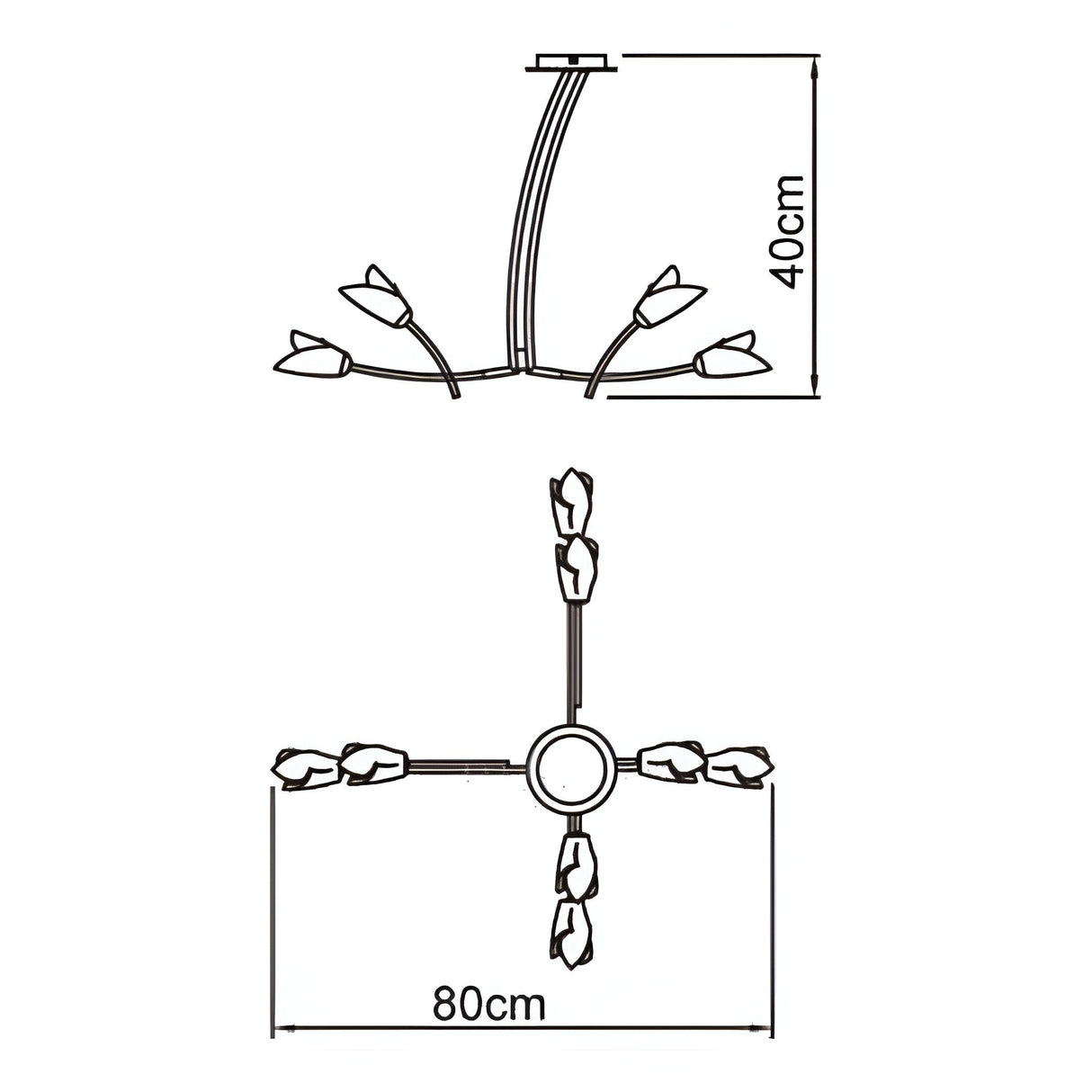 Pietra 4 Arm 8 Light Chandelier - Antique Brass