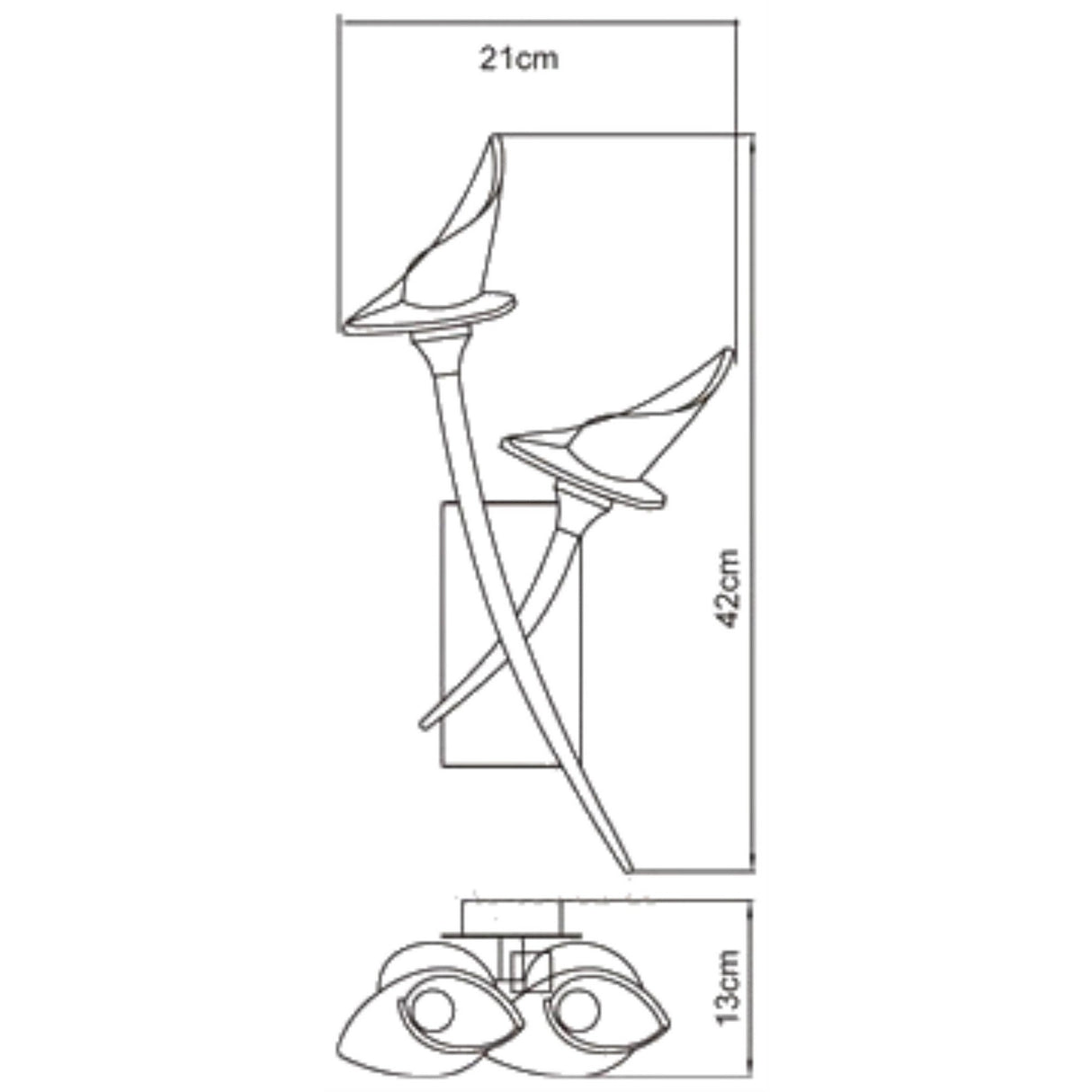 Flavia 2 Light Wall Light With Switch - Black Chrome