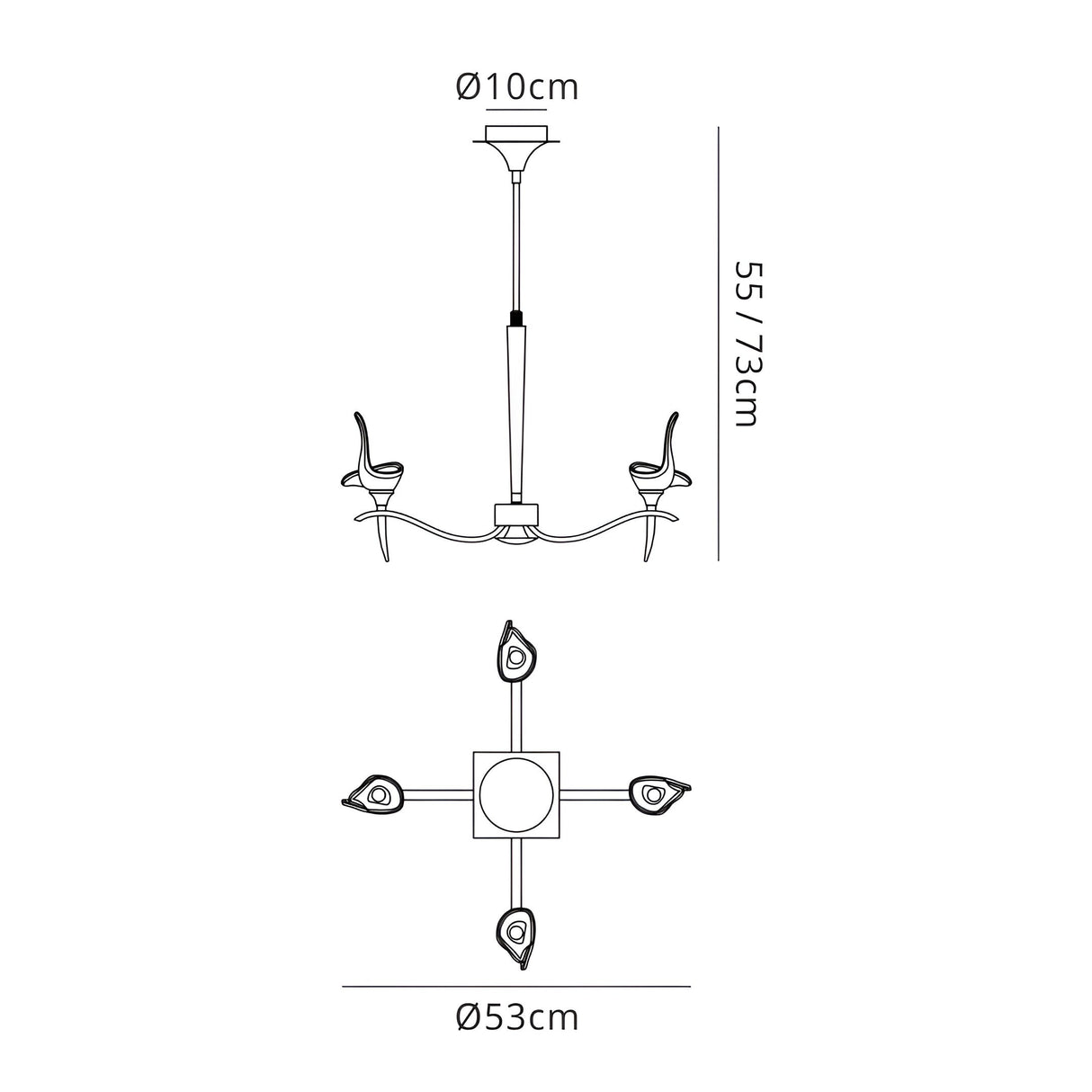 Viena 53cm Telescopic Round 4 Light Chandelier - Polished Brass