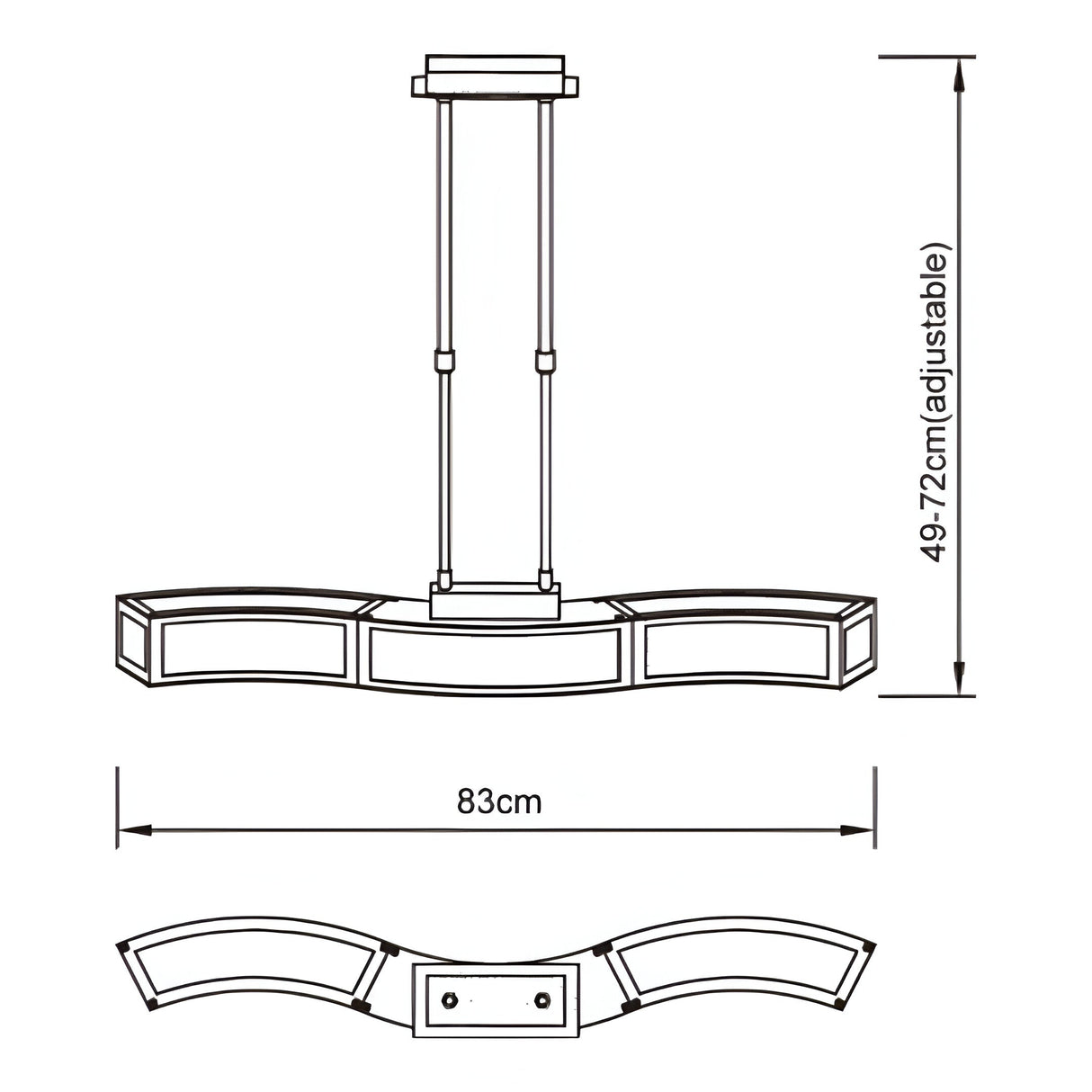 Duna 83cm 3 Light Linear Suspension Light - Polished Chrome & White