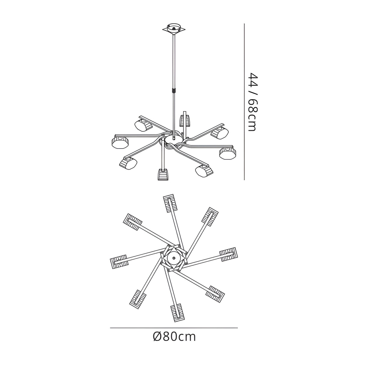 Alfa 80cm Chandelier 8 Light - Polished Brass