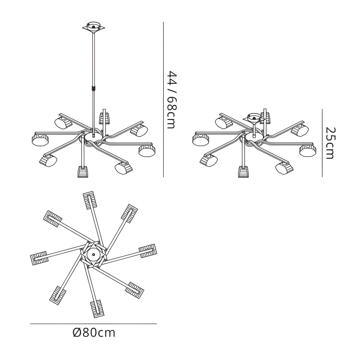Alfa 80cm Chandelier 8 Light - Polished Chrome