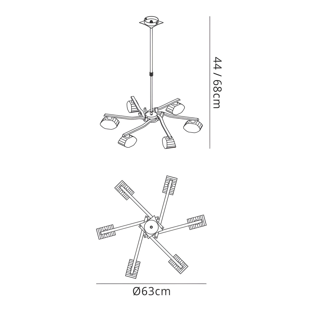 Alfa 63cm 6 Light Chandelier/Semi-Flush - Antique Brass