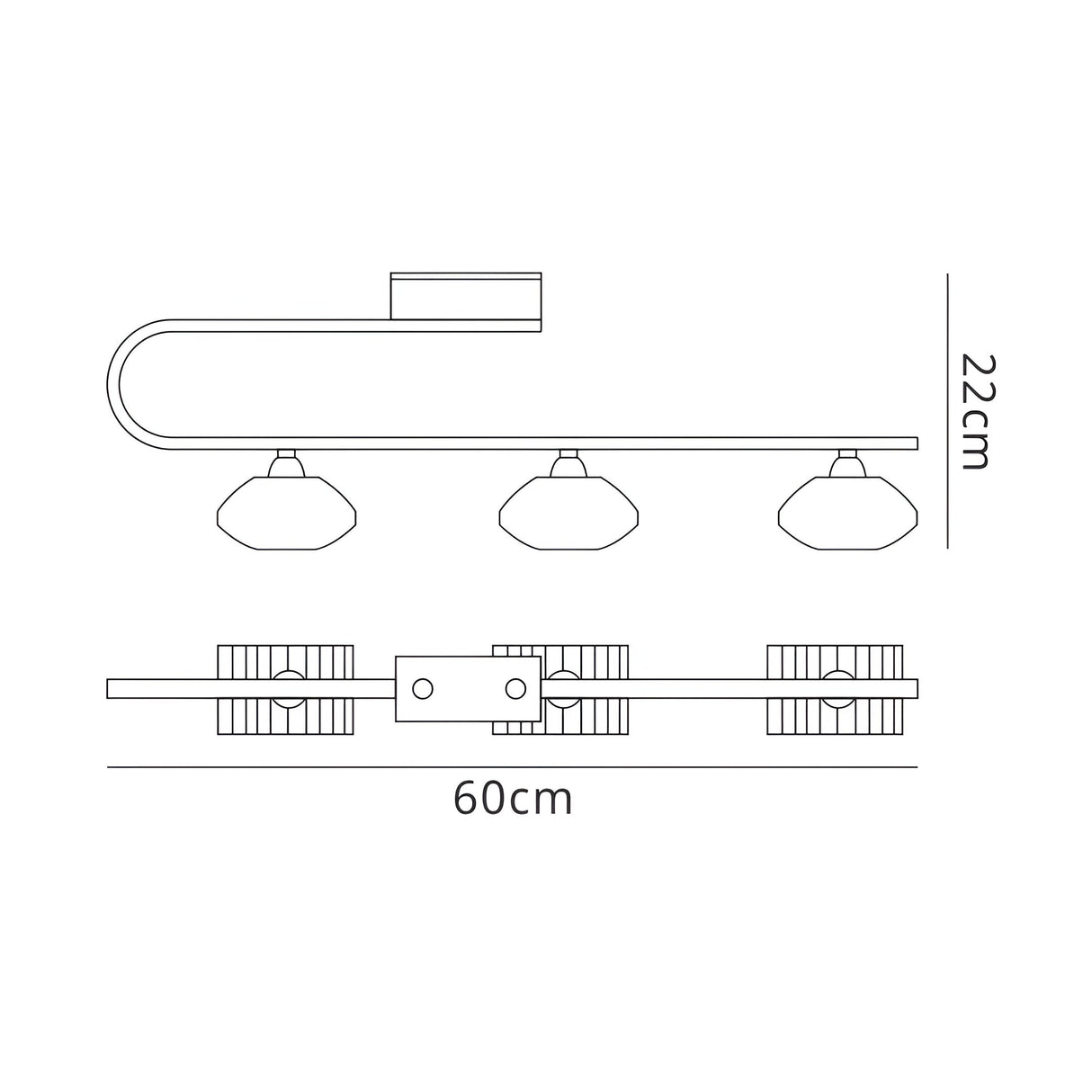 Alfa 3 Light Semi-Flush Ceiling Light - Polished Chrome