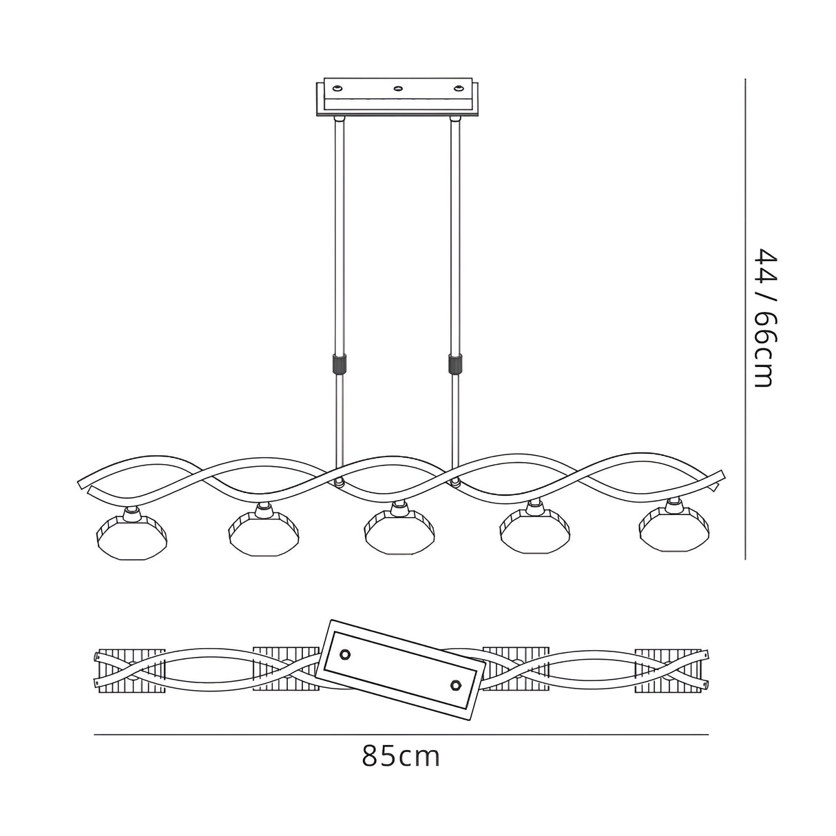 Alfa Linear 5 Light Linear Suspension Light - Polished Brass